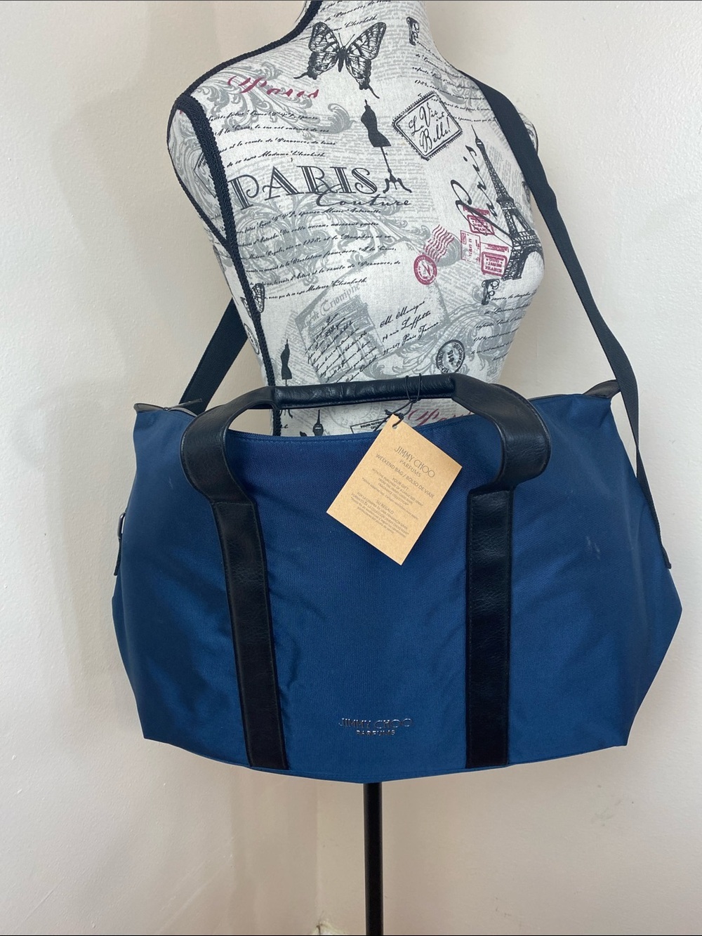 Jimmy Choo Parfums Blue Weekender Duffel Travel Bag Shoulder Tote NWT